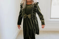 Girls Moss Velvet Ruffle Dress