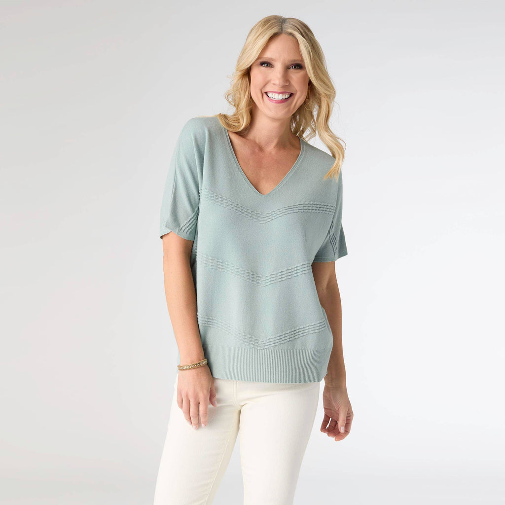 Lightweight Heavenly-Luxe Short Sleeve V-Neck Sweater