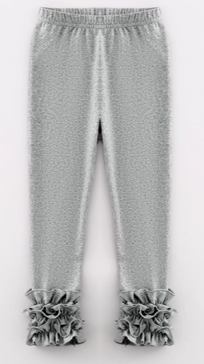 Girls Grey Ruffled Legging