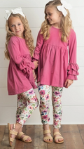 Girls Plum Floral Legging Set