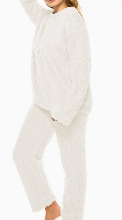 Cable Fuzzy Sherpa Fleece PJ Set