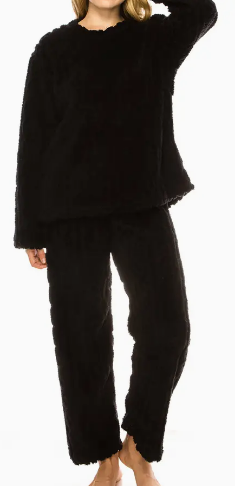 Cable Fuzzy Sherpa Fleece PJ Set