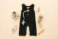 Black Linen Baby Romper