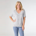 Lightweight Heavenly-Luxe Short Sleeve V-Neck Sweater