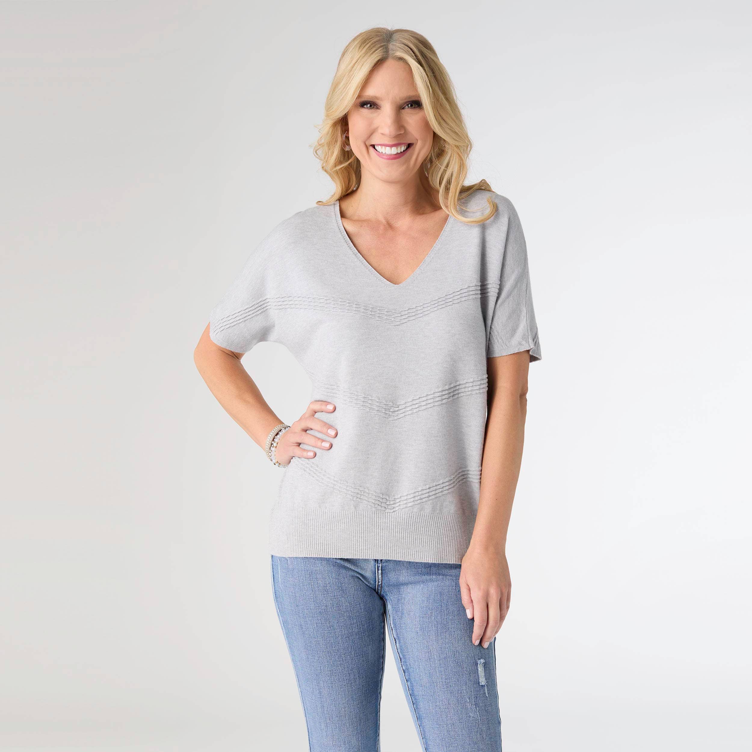 Lightweight Heavenly-Luxe Short Sleeve V-Neck Sweater