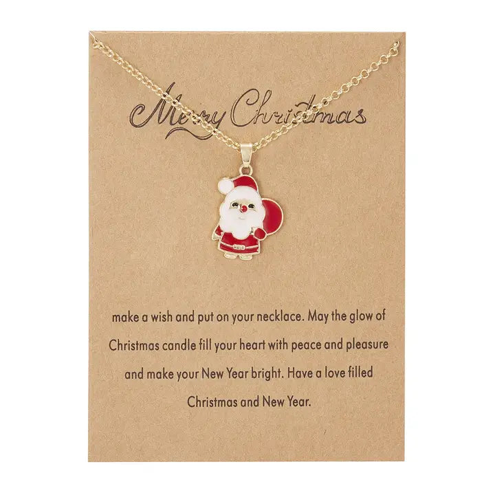 Christmas Necklace Santa Pendant